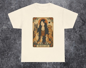 Dog Lady Tarot Card Unisex Tee, Funny Dog Lovers Gift Shirt, Mom Tarot Lover Gift, Dog Mom Shirt, Dog Lover Tarot Card Tee, Gift for Dog