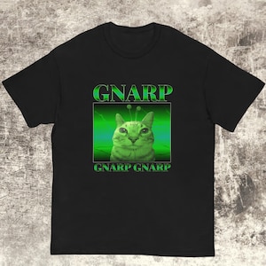 Camiseta com meme do gato Gnarp: camiseta com estampa de alienígena bobo