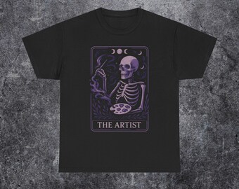 Camiseta de la Carta del Tarot del Pintor, Camiseta Unisex de Algodón Grueso, Regalo de Artista, Camiseta Divertida de Halloween, Regalo Artístico, Amante del Tarot, Amante de la Pintura,