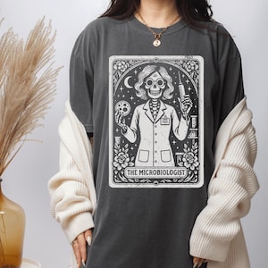 Microbiologist Tarot Card T-Shirt, Funny Science Lab Halloween Gift for Microbiology Lovers image 1