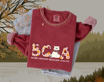 BCBA Fall Bear Autumn Board Certified Behavior Analyst Sweatshirt, Board Certified Behavior Analyst Autumn Design, Cozy Vintage sweatshirt