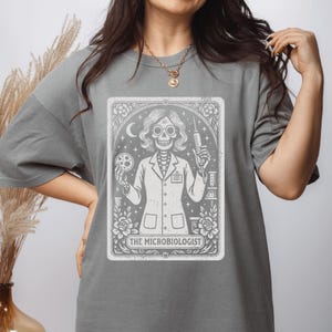 Microbiologist Tarot Card T-Shirt, Funny Science Lab Halloween Gift for Microbiology Lovers image 3
