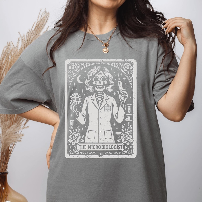 Microbiologist Tarot Card T-Shirt, Funny Science Lab Halloween Gift for Microbiology Lovers image 3