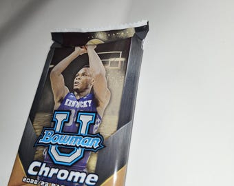 One (1) New and Sealed 2022 - 2023  PACK from the Bowman Chrome University Basketball Blaster Box