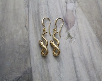SERPENT dangle earrings | 14K gold plated snake earrings | witchy mystic oracle earrings
