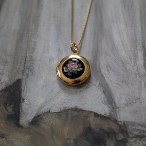 Victorian ROSE locket necklace | Antique Gothic poet cottage-core locket necklace | 925 silver chain locket necklace