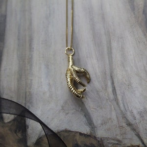 GOTHIC claw charm necklace | Baba Yaga Witchy 14K gold plated claw necklace | gift for her | 925 box chain necklace
