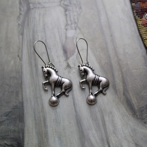 Antique Victorian Circus Horse dangle earrings | gift for her | antiqued brass earrings