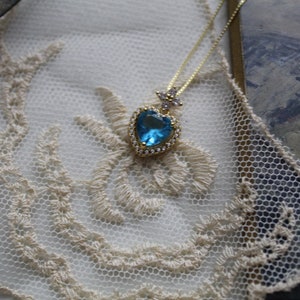 Marie Antoinette romantische Halskette | blaues Herz Halskette | Geschenk für Sie | 925 Sterling Silber Venezianerkette