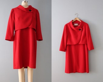 RED dress and jacket set | evening dress and cropped jacket set | 1990s TAHARI eveing set