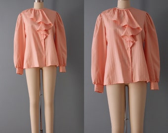 peach ruffled collar blouse