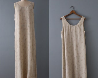 SAGE maxi dress | 1990s pale sage botanical dress | maxi artist dress