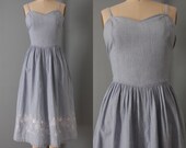 PERIWINKLE denim dress embroidered denim sundress corset dirndl denim sundress