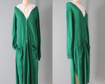 SHAMROCK green long cardigan | floor length duster cardigan | long skinny sleeves cardigan