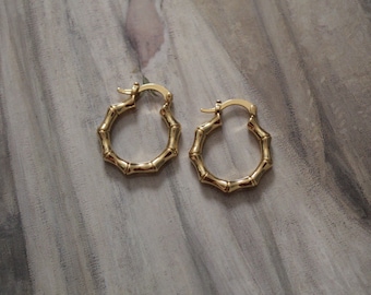 BAMBOO hoop earrings | small bamboo hoop earrings | latch hoop earrings