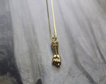 Viktorianische Figa Hand Charme Halskette Nr. 2 | 14K vergoldetes Amulett Figa Charm Faust Anhänger No. 2 | 925 Venezianerkette Halskette