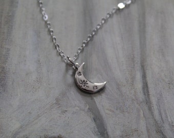 CRESCENT moon necklace | Victorian moon pendant necklace | 925 sterling silver chain necklace | gift for her