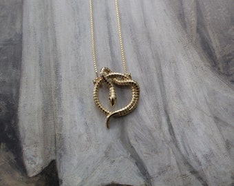 OUROBOROS snake necklace | Gothic Witchy Serpent necklace | 925 box chain necklace