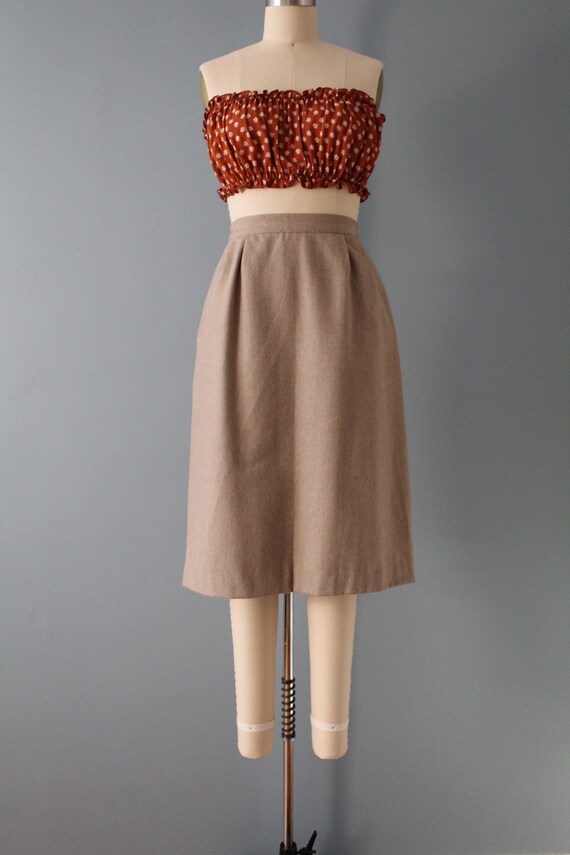 FAWN midi wool skirt | 1970s button back skirt | … - image 2