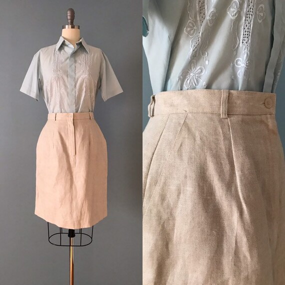 Irish linen skirt | tulip shape skirt | nude linen