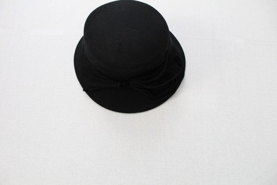 TOP hat style cloche | 1980s black wool cloche ha… - image 4