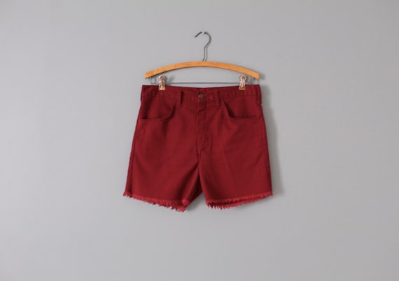 MERLOT red shorts | 1970s fringed shorts | merlot
