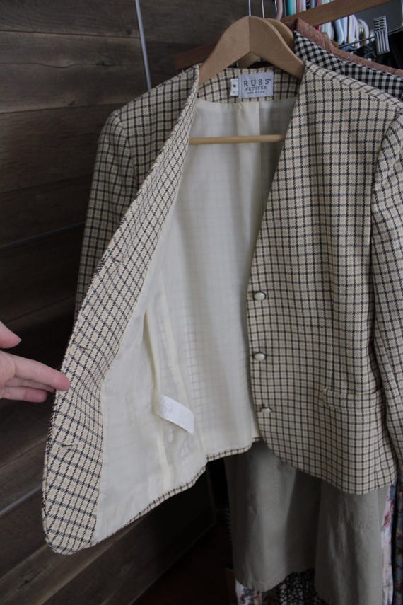 Checkered Wool jacket | Structured Wool blazer | … - image 10