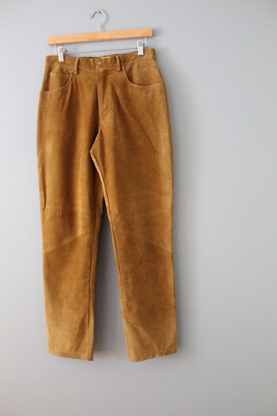 CINNAMON suede pants | 90s high waisted suede lea… - image 8