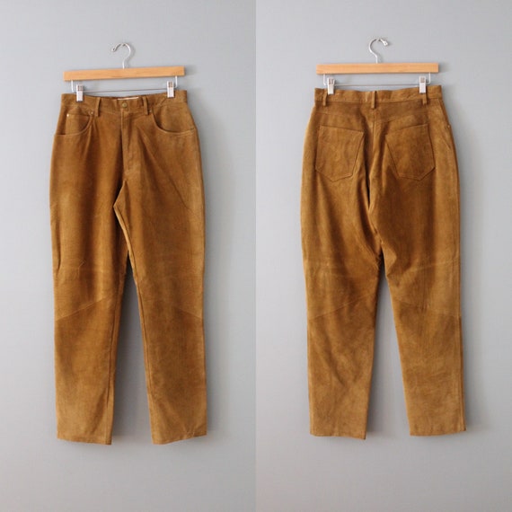 CINNAMON suede pants | 90s high waisted suede lea… - image 9