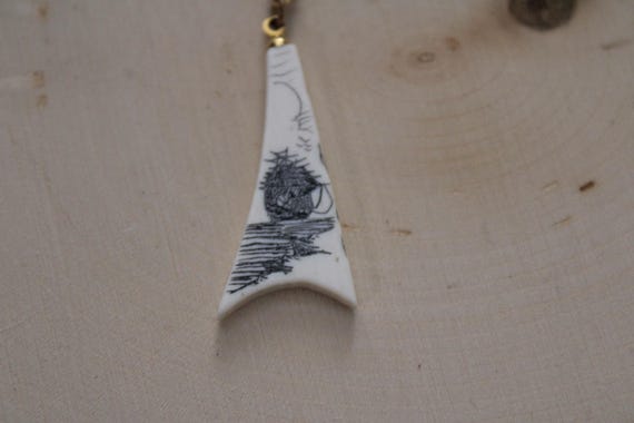 Embossed Ship Necklace | Artwork Ship poet necklace | ship art necklace
