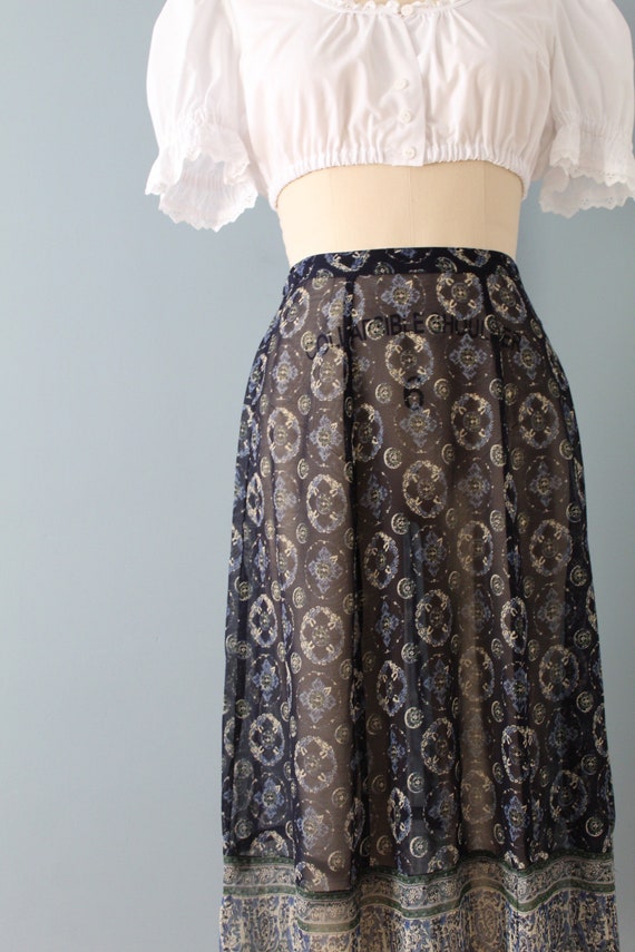 SHEER bohemian gypsy skirt | 90s paisley print sk… - image 10