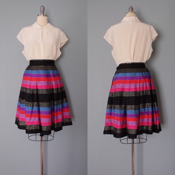 STRIPED silk pleated skirt | 1970s JANE CLODEL sk… - image 9
