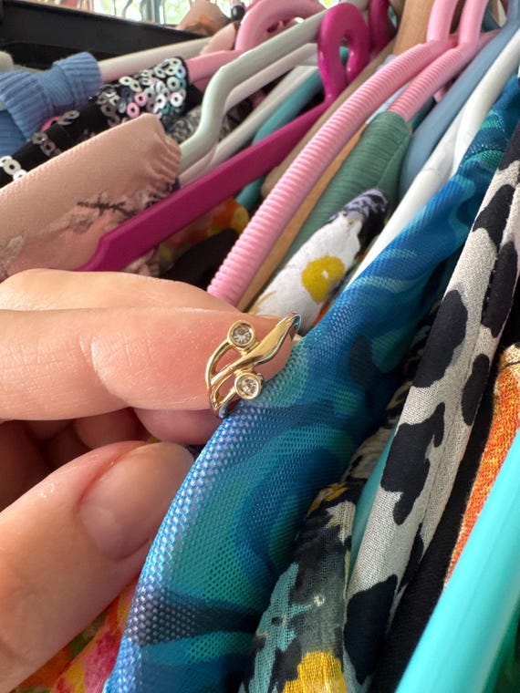 Avon ring | 1980s solid brass ring | clear rhines… - image 5