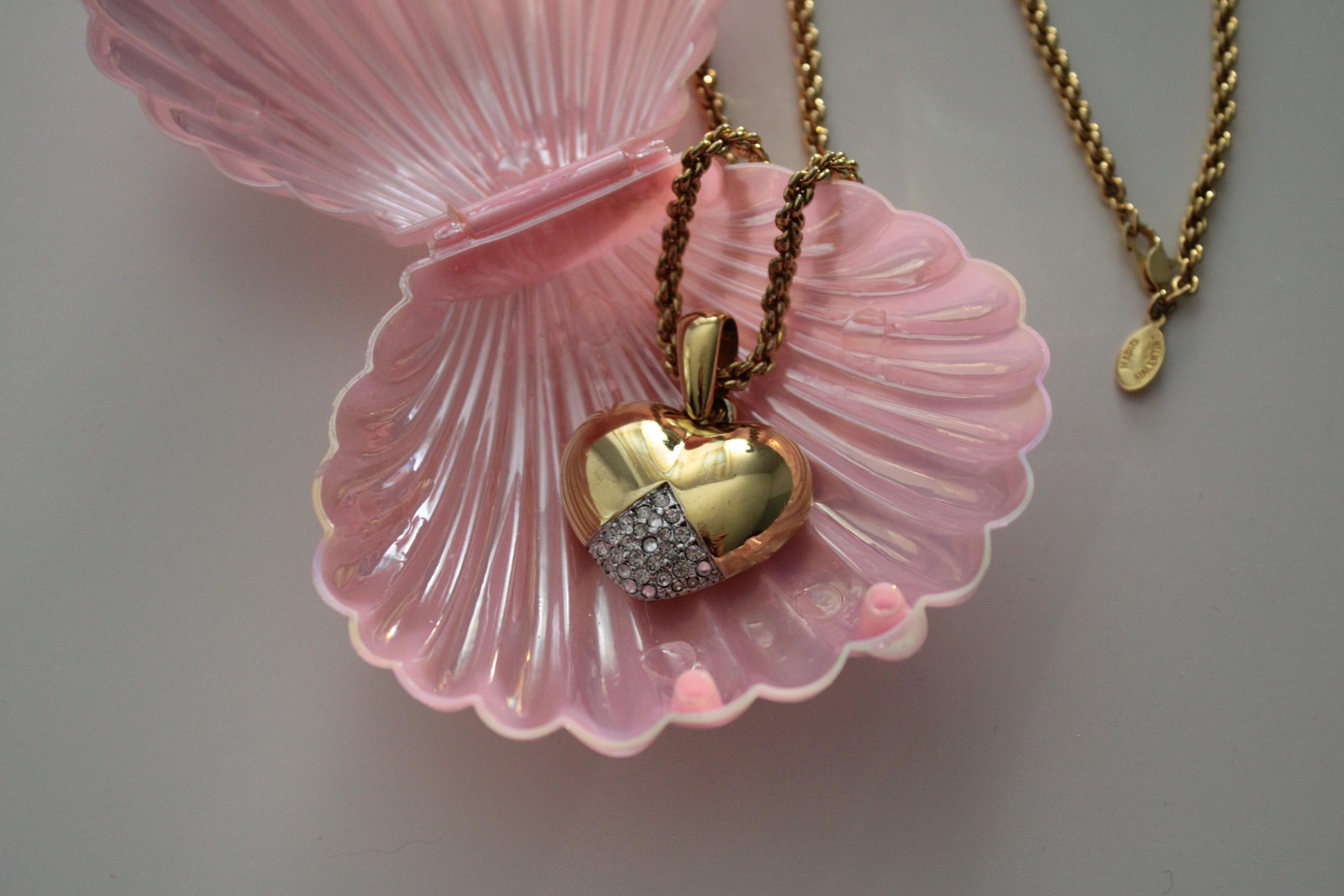 Mario Valentino Gold Chain HEART Necklace | Vintage 1990s 