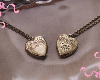 ANTIQUE heart lockets | gold plated embossed lockets | Victorian heart lockets