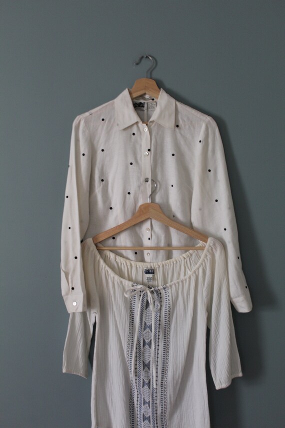 choose one vintage blouses | linen polka dot and … - image 3