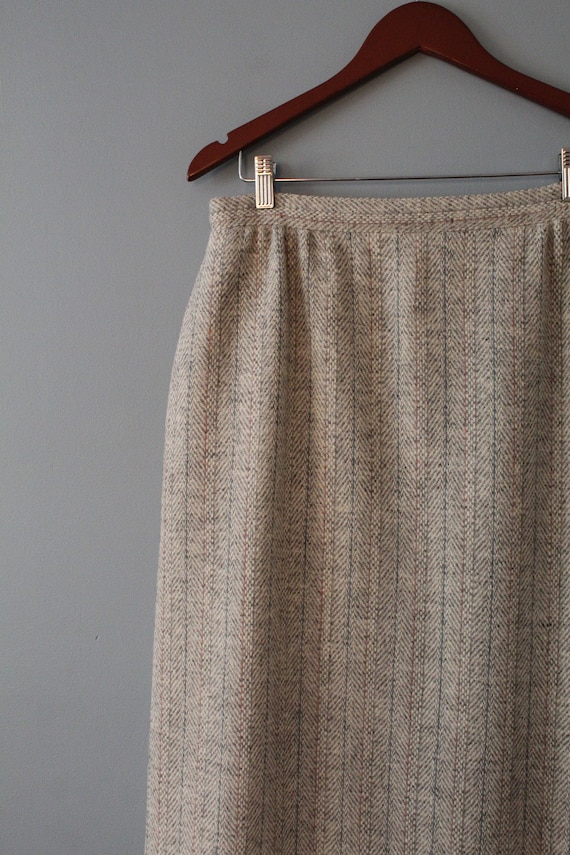 BEIGE herringbone wool skirt | 1970s wool skirt |… - image 5