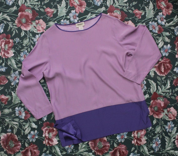 LILAC silk blouse | Neiman Marcus silk top | two … - image 7