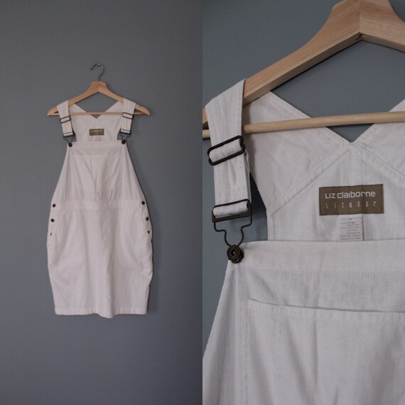 CHALK white overalls dress | Liz Claiborne denim d