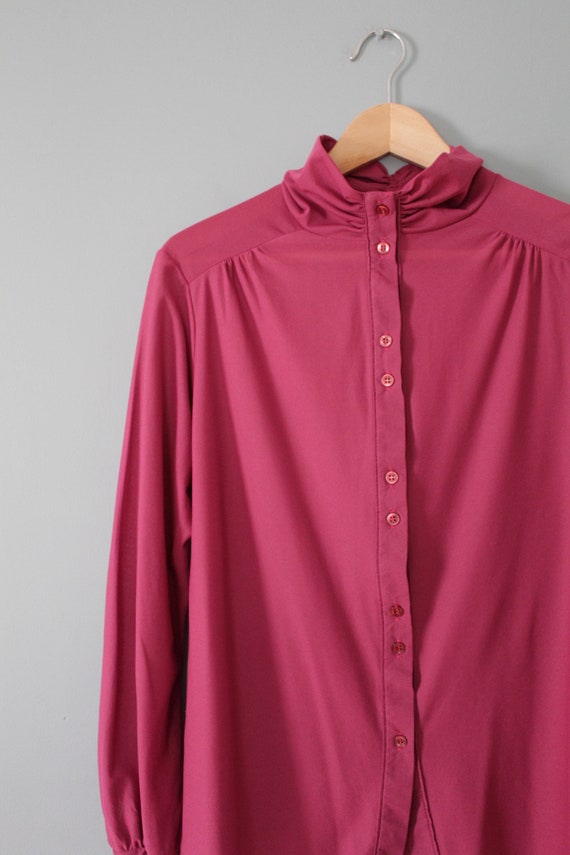 MULBERRY pink blouse | 1970s poet blouse | scrunc… - image 4