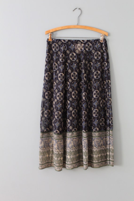 SHEER bohemian gypsy skirt | 90s paisley print sk… - image 9