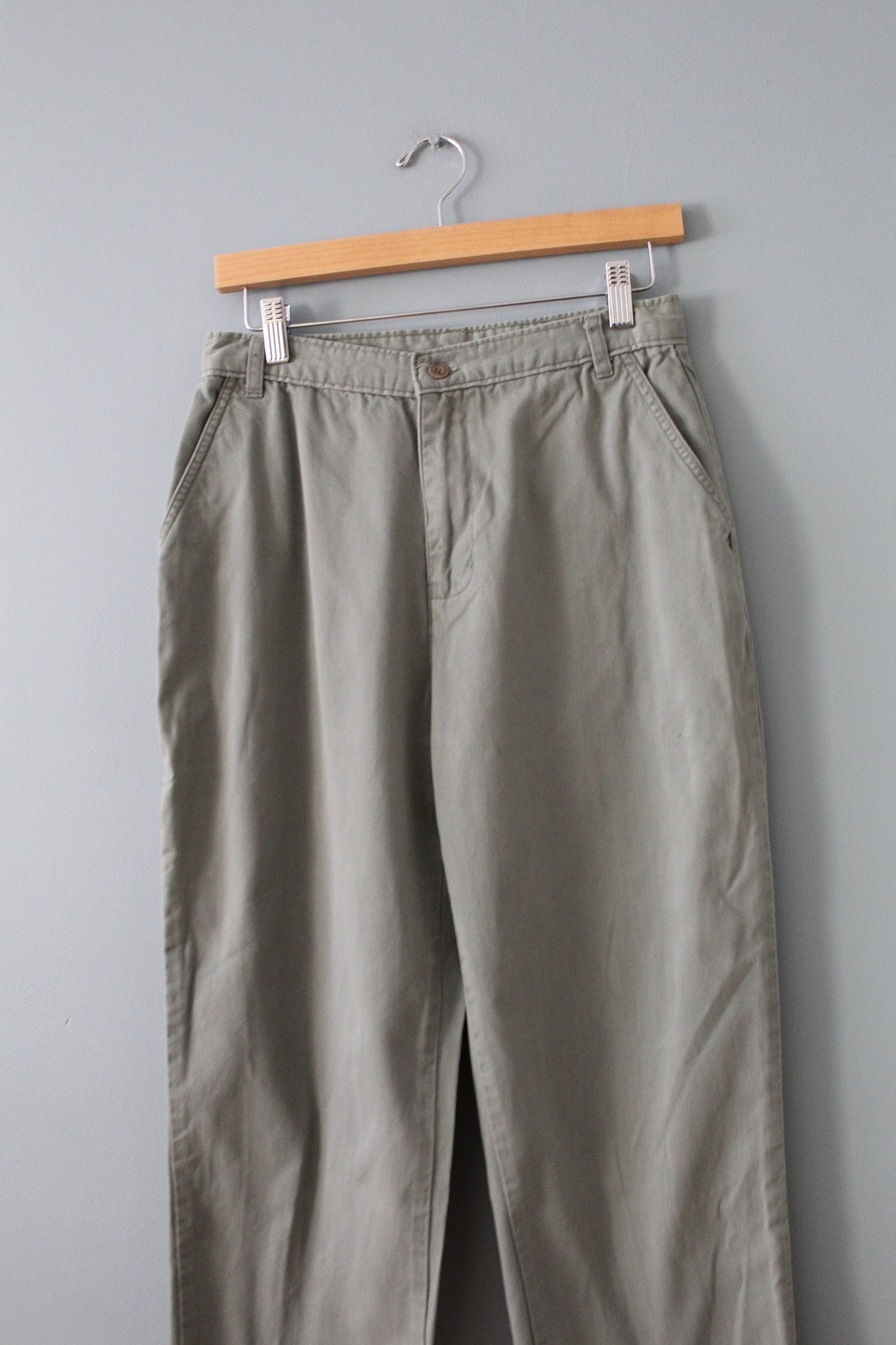 Sage Green Baggy Pants Cotton High Waisted Baggy Pants 90s Etsy