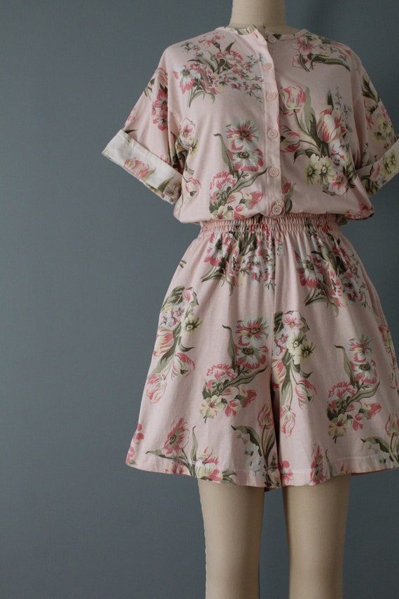 vintage soft cotton romper | spring tulips flower… - image 2