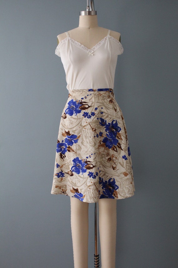 vintage muted floral abstract skater skirt | 90s … - image 3