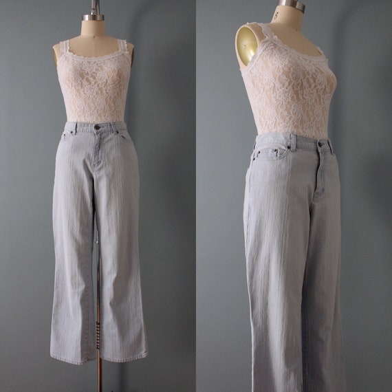 white wash flared jeans | 90s NY Jeans distressed… - image 1