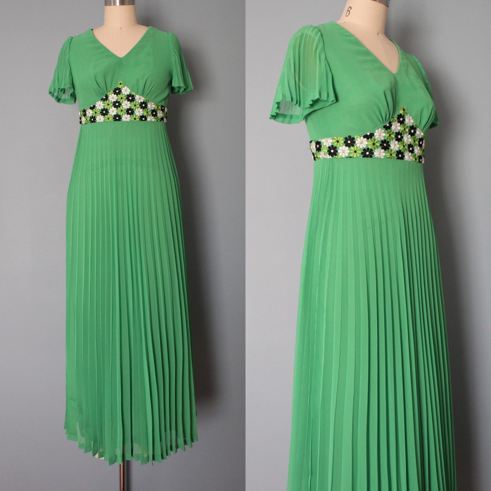 Emerald Green Empire Waist Dress Etsy