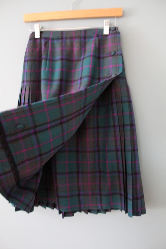 plaid wool kilt skirt | 1970s pleated tartan plai… - image 10