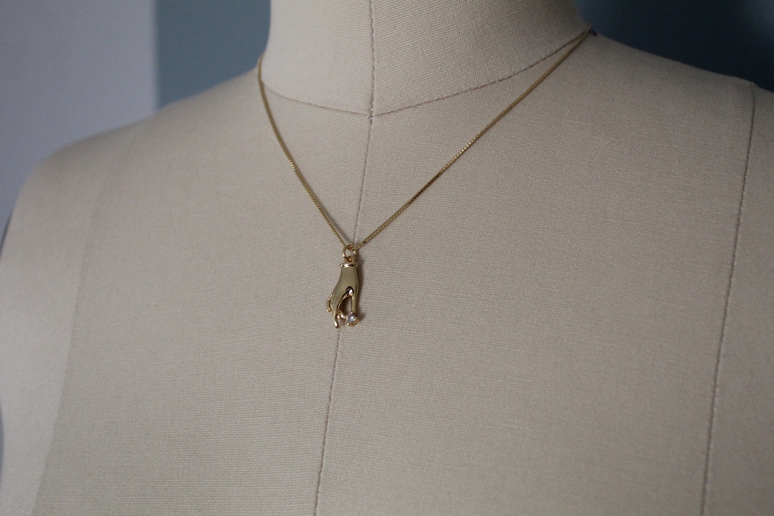 Victorian Hand Charm Necklace 14K Gold Plated Hand Necklace Etsy