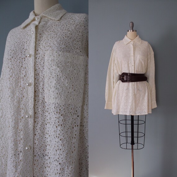 LACE tunic blouse | vanilla cotton lace blouse | l