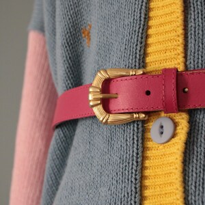 1970s rose pink faux leather belt
